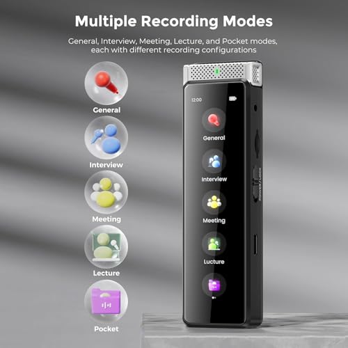 Image of Innioasis 136GB Voice Recorder Device with Playback, Full Touchscreen Audio Recording Device with AI Intelligent Transcription and Bluetooth, Voice Recorder Mic and Voice Activated Recorder (Silver)