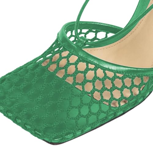 FOWT Women Square Caged Toe Strappy Mesh Pumps Lace up Ankle Strap Stiletto High Heel Sandals Sexy Party Prom Dating Shoes Size 4-16 US3