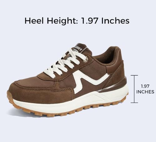 Image of LUCKY STEP Women's Retro Fashion Casual Sneakers Colorblock Platform Classic Trendy Trainning Anti-Slip Tennis Travel Walking Shoes