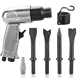 AMGSH 150mm Air Hammer Kit, 4500 BPM Pneumatic Hammer with 4 Chisels (Taper Punch, Panel Cutter, Flat & Spot Weld Chisels), Spring & Fitting – Air Shovel Tool for Automotive & Metal Work