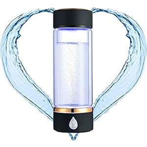 N.P Hydrogen Water Bottle Generator with PEM and SPE Technology,Up to 1500PPB,Portable Hydrogen Water Maker,Hydrogen Water Machine,New Technology Glass Water Ionizer (Black)