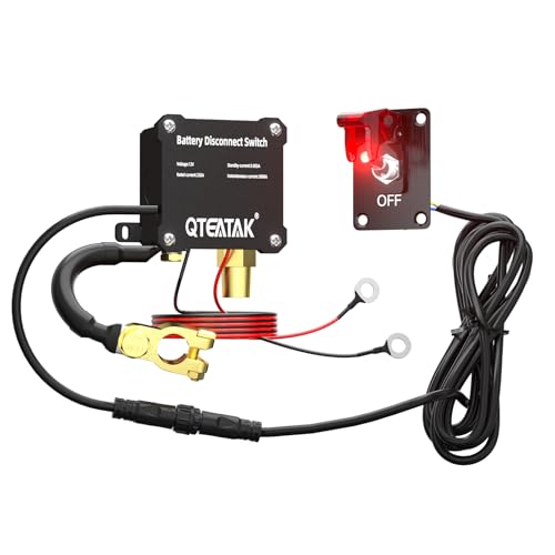 Image of 12V 250A Battery Disconnect Switch Kill Switch | 15A 250VAC ON /Off Illuminated Toggle Panel Switch for Truck RV, 9.84FT Cable,Prevent Battery Drain,in-Car Manual Cut-Off