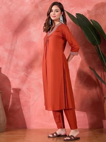 Image of Truvon Fashions Stylish Women's Co-Ord Kurta with Pant Set Cotton Floral Kurti for Women