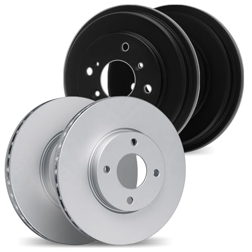 Dynamic Friction Company Front and Rear Rotors & Drum Set fit 2020-2023 Mazda 2; 2019-2025 Toyota Yaris| Geospec Disc Brake Rotors