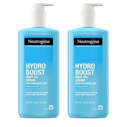 Neutrogena Hydro Boost Body Gel Cream, Hydrating Body Lotion with Hyaluronic Acid for Normal to Dry Skin, Hyaluronic Acid Lightweight Moisturizer, 16 oz, 2 Pack