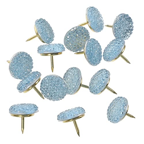Lurrose 15 Piezas Chinche Equipo Puntos Almohadilla Esmalte Decoración Teclado Tachuelas para Tablón De Anuncios Tachuelas De Purpurina Lindo Estacionario Pegajoso Blue Acero Inoxidable