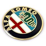LLTSNT Auto Emblem für Alfa Romeo Giulia Giulietta Junior MiTo Stelvio Tonale 74mm, Selbstklebend Logo Emblem Sticker Autoaufkleber Abzeichen Auto Zubehör Auto Schmücken Außenzubehör