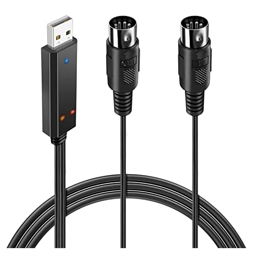 URWOOW USB MIDI Cable Converter Adapter Cable PC Laptop to Keyboard Synthesizer Electronic Drum Electric Blow Pipe Home Studio - 6.5 feet