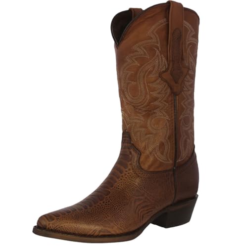 Texas Legacy Mens Brown Western Leather Cowboy Boots Ostrich Leg Print J Toe