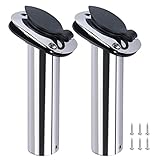 XinKunmarine 2 Pack Fishing Rod Holders for Boat,Stainless Steel Flush Mount Rod Holder for Boat PVC Caps and Inner Tubes,Fishing Pole Holders Rod Rack for Marine Boat,Yacht,Fishing Boat(30 Degree)