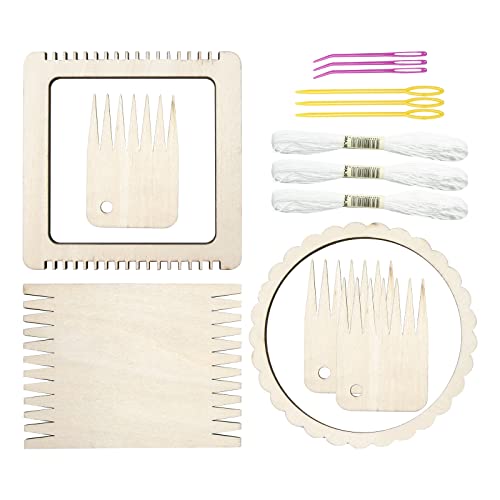 Cdiytool Weaving Loom Kit, Mini Wooden Weaving Loom Kit For Kids Rectangle Round Weaving Loom With Weaving Comb Needle For Weave Board Weaver Tapestry Kids Beginner Lovers Knitted Crafts Diy #TOP29