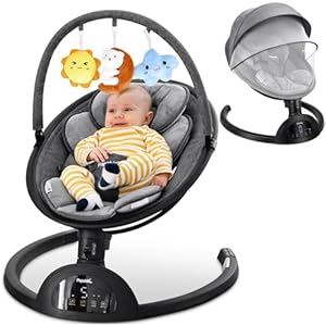 Papablic Child Swing, Bluetooth Transportable Swing for Infants with 5 Pure Sway Speeds and three Recline Positions, Distinctive Breathable System, Distant Management