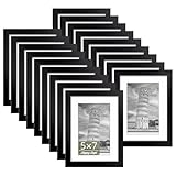 HappyHapi 5x7 Picture Frames, 18 Pack Photo Frames, Display Pictures 5x7 without Mat or 4x6 with Mat, Wall Hanging Photo Frame or Tabletop Display (Black)
