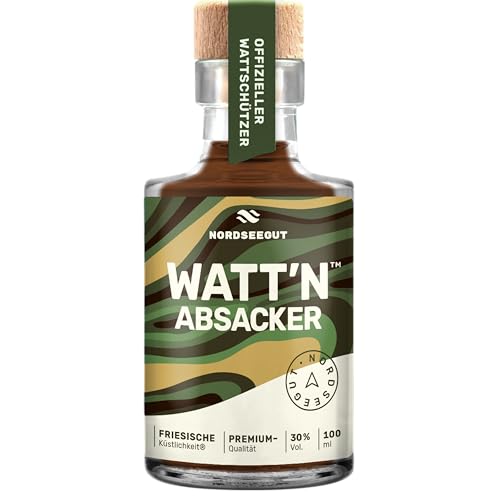 NORDSEEGUT WATTN ABSACKER 0 1 l | Kräuterlikör aus Limette Hagebutte erlesene Kräuter mit 30% Vol. | Mild-aromatischer leicht würziger Absacker mit dezenter Schärfe & Premium-Qualität der Nordsee
