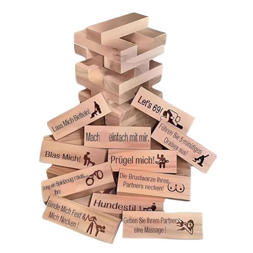 Juego de torre de bloques súper traviesos, 48 juegos de bloques para parejas, juego de torre apilable de San Valentín, divertidos bloques de juego para parejas