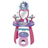 Tocador de juguete con taburete inspirado en el mundo de Enchantimals que incluye 10 accesorios de belleza, óptimo para que los más pequeños se retoquen antes de salir de casa
