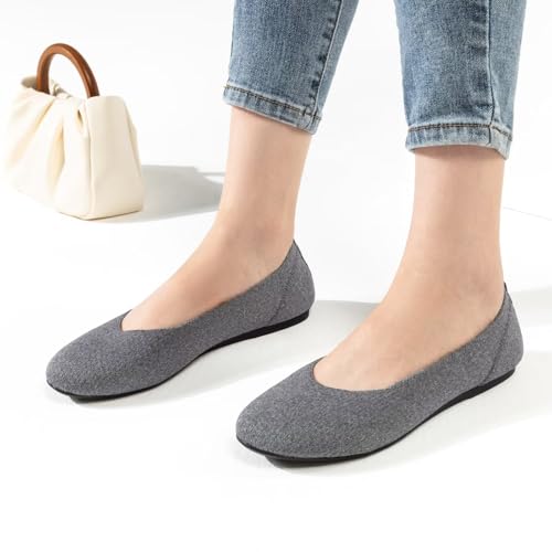 Image of Frank Mully Women's Ballet Flat Shoes Knit Dress Shoes Round Toe Slip On Ballerina Flats for Woman Low Wedge Comfort Soft
