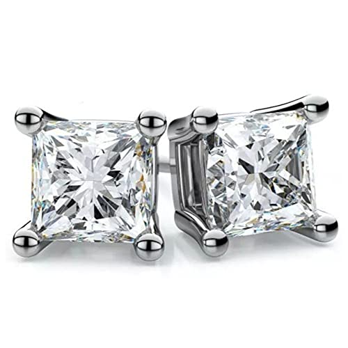 DESIGN - Orecchini Punto Luce Quadrati da donna in argento 925. Orecchini bimba argento 925. Modello punto luce e zirconi bianchi da 2 a 8 mm. Orecchini a lobo piccoli ed unici.