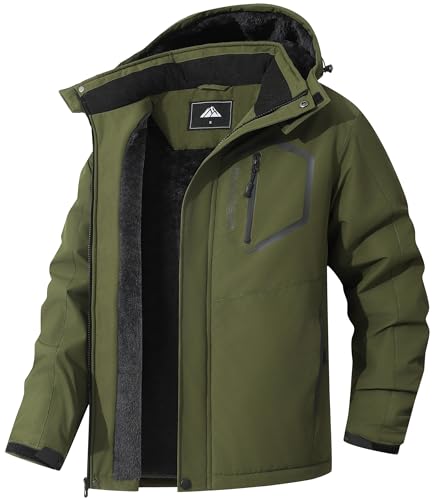 Men's Mountain Ski Jacket Winter Snow Coats Waterproof Warm Fleece Lining Jacket Parka with Hooded