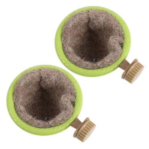 YARNOW 2 Piezas Nido para Cría de Pinzones y Periquitos con Soporte, Diseño con Soporte y Forro de Algodón, Plástico Verde Adecuado para Jaulas de Pájaros en Temporada de Flores y Otoño