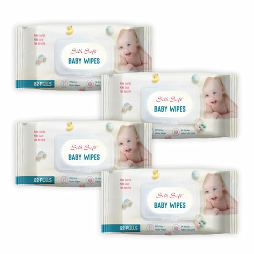 Image of Baby Wet Wipes with Lid - 328 Wipes (82 x 4 Packs) | Fragrance-Free, Alcohol-Free & Hypoallergenic | Extra Thick, Moisturizing & Gentle on Sensitive Baby Skin