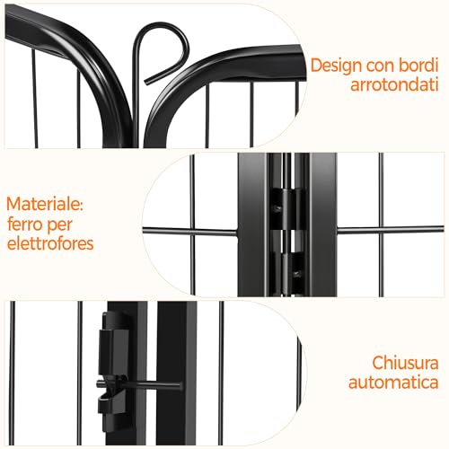 Yaheetech Welpenlaufstall 8 Gitter je 80 x 100 cm,Hundelaufstall Mit automatischer Verriegelung, Freilaufgehege Hundezaun Für Hund, Katze, Welpe, Kaninchen, Hühner