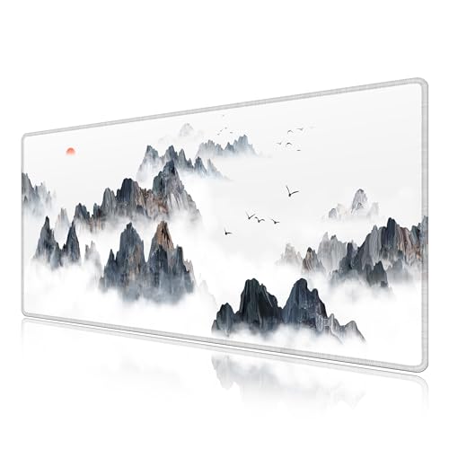 Tapis de souris XXL LL-COEUR grand tapis de bureau multifonction bords cousus 100x50