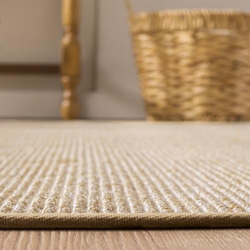 Tapete decorativo rectangular 5 x 7 ft beige y marfil miniatura 7
