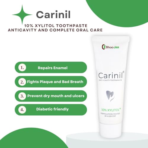 Image of Anti-cavity Toothpaste with 10% Xylitol, Fluoride & Clove | Prevents /Cures senitivity, gum bleeding, bad breath, dry mouth and ulcers| SLS free & Diabetic friendly|100gms Pack of 2