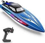 WeFone RC Boot für Kinder,2,4 GHz ferngesteuertes Boot mit LED-Lichtern, 40 Minuten Spielzeit, Wasserdicht & Kentersicher, Ideales Wasser-Spielzeug für Pool & See, Geschenk für Jungen ab 8 Jahren
