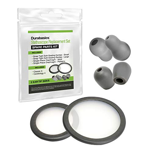 Durabasics Classic 3, Cardiology 3 & Cardiology 4 Stethoscope Accessories Kit for Littman Stethoscope Replacement Parts & Littmann Stethoscope Parts - Fits Classic III, Cardiology III & IV - Grey