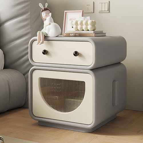 DGDHHSFJDJ Massiver Nachttisch aus Holz, rustikal-modern, mit 2...