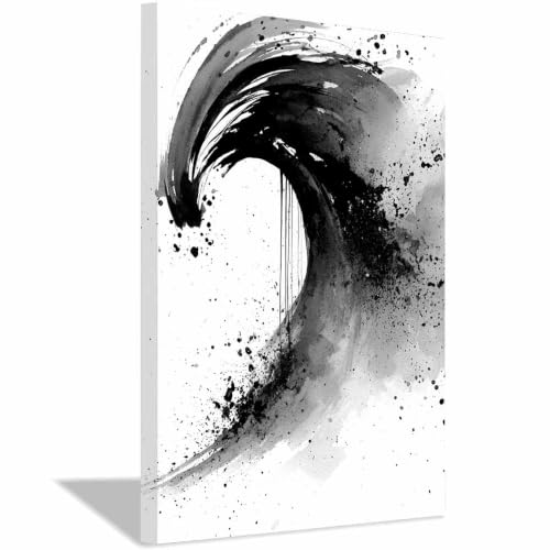Toile vagues d'encre XENIOU encadrée pour habiller un mur vide