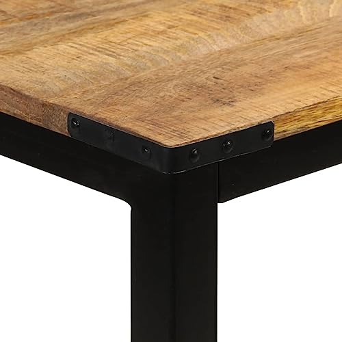 Table en bois de manguier massif et métal style rétro premium