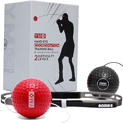 3 Palline Da Boxe Per Riflessi Con Fascia Regolabile – Attrezzatura Per Allenamento Di Reazione, Coordinazione E Rimbalzo (Modello Q-1, Rosso)
