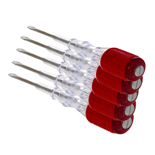Fielect 5pcs Voltage Tester Voltage Detector Pen Circuit Tester Tool Steel Batch Slotted Test Pencil JRDB-859 AC/DC 100-500V Clear