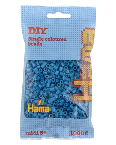 Hama Perlen 207-83 Ironing Beads Bag with Approx. 1,000 Midi Craft Beads with Diameter 5 mm in Petrol, Creative Craft Fun for Young and Old