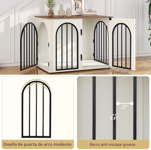 31.5'' Wooden Dog Crate Furniture — texture and fabric close-up