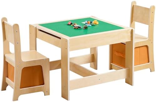 Amazon.com: SUNHY Wooden Kids Table and Chair Set, 3 in 1 Activity ...