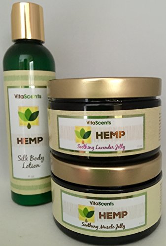 Hemp Soothing Muscle Jelly for Muscular Pain Relief, Hemp Soothing Lavender Jelly and Hemp Silk Body Lotion