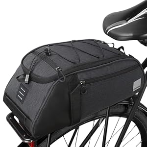 Bike Rear Rack Bag Bicycle Panniers Bags Waterproof Cycling Bike Rear Seat Bag 8L Capacity Trunk Storage Bag, Cycling Back Seat Cargo Carrier Pouch with Shoulder Strap for Outdoor Travel Commute
