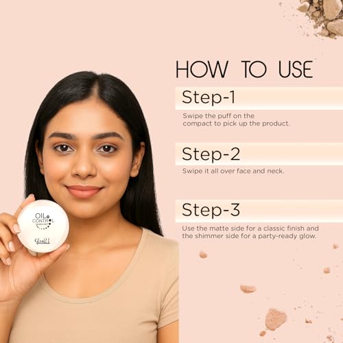 Image of Glam21 Oil Control Sleek & Soft 2-in-1 Compact Powder | Sweat & Waterproof | Long-Lasting Matte Makeup | Enriched with Vitamins E & C | Shine-Free Finish | 18gm, Vanila-01