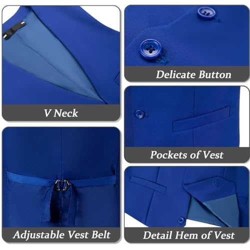 Men's Slim Fit Wedding Groomsmen Suit 2 Piece Set V Neck Casual Suit Blue2