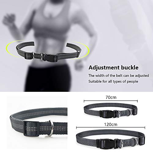 Hand Free Dog Lead, Dog Walking Belt Ajustable Dogs Leash Waist Belt Pet Leash Coupler Running and Jogging Lead Belt with Retractable Bungee, Reflective Stitching for up 110lbs Dogs - 2