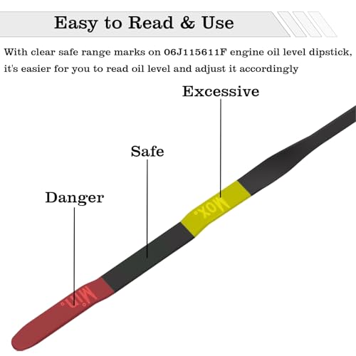 Image of 06J115611F Oil Dipstick Indicator, Compatible with Audi A4 A5 Quattro Q5 Volkswagen VW Passat B6 2.0T Engine Oil Fluid Level Dip Stick Replace 06H115611E