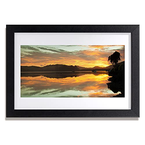 Affiche encadrée 30x20 cm photo paysage eau et montagne cadre MDF Tulup