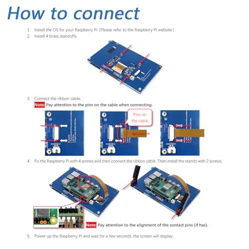Image of FREENOVE 5 Inch Touchscreen Monitor for Raspberry Pi 5 4 B 3 B+ A+, 800x480 Pixel IPS Display, 5-Point Touch Capacitive Screen, Driver-Free MIPI DSI Port