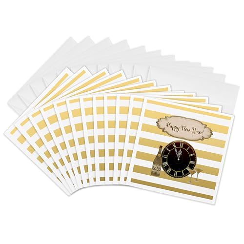 Cartes de vœux dorées au design horloge 3dRose Gc_300604_2 pour correspondance haut de gamme