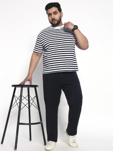 Image of Cotton Comfort Fit Jeans for Men | Full-Length Solid Denim Pants with Button Closure, Embroidered Design, Mid-Rise Casual Trousers for Daily | Classic Jeans for Office Bottoms (DI-249)
