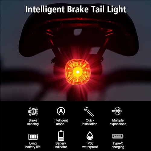 Luz trasera de freno inteligente para ciclismo nocturno seguro 3